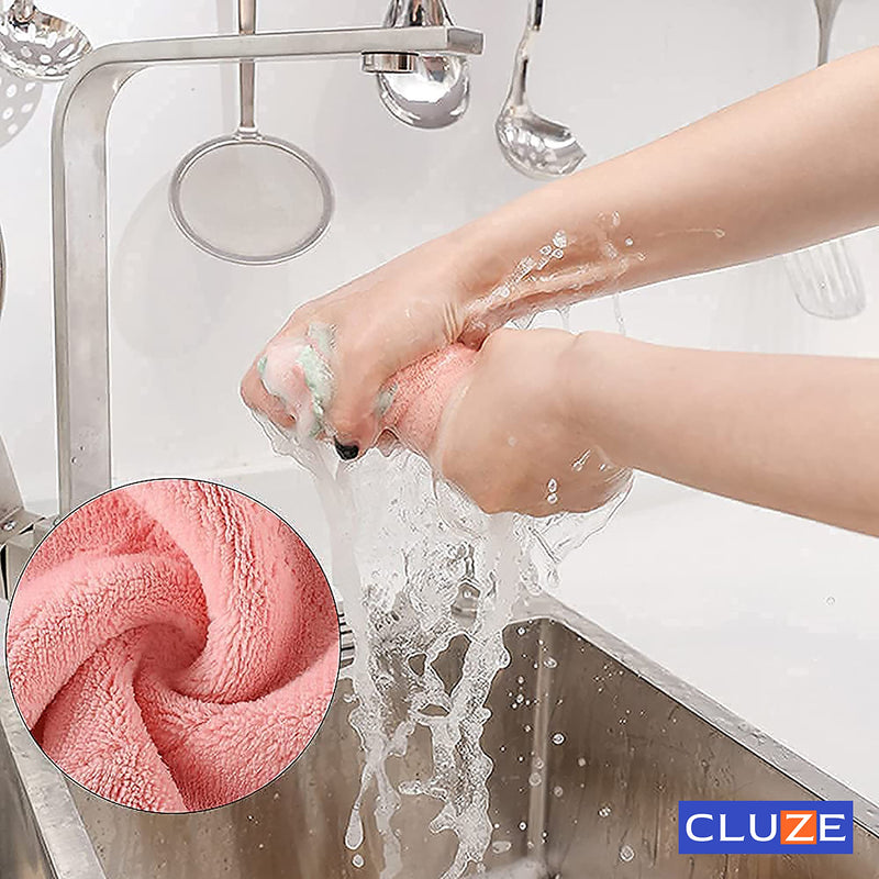 CLUZE  Microfiber Cleaning Cloth, Kitchen Towels, Double-Sided Microfiber Towel Lint Free Highly Absorbent Multi-Purpose Dust and Dirty Cleaning Supplies for Kitchen Car Cleaning