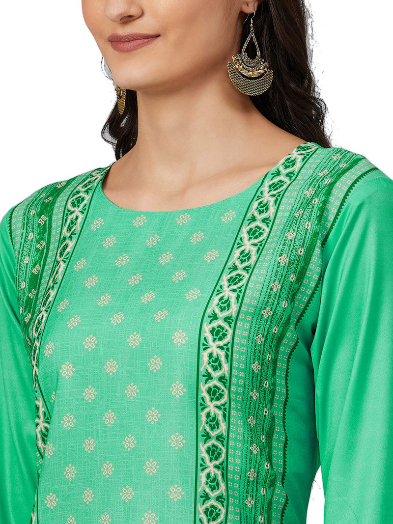 Vaamsi Women's Crepe Ethnic Motifs Printed Straight Kurta (PK1854_Green_L)