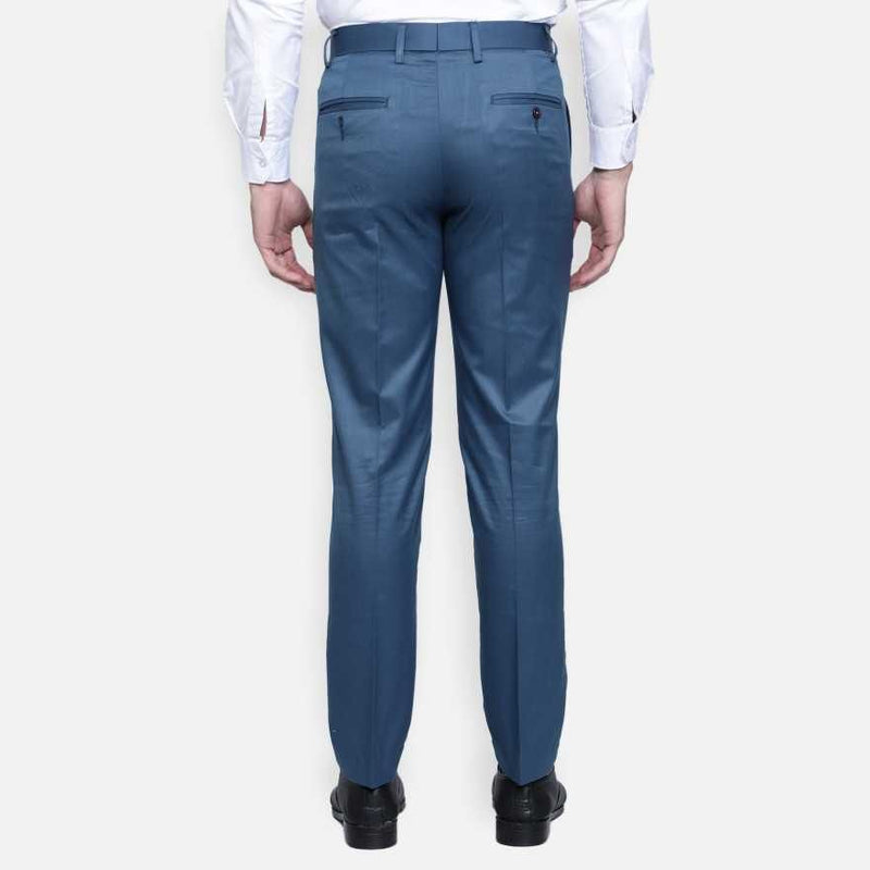Lycra Blend Solid Regular Fit Mens Formal Trousers