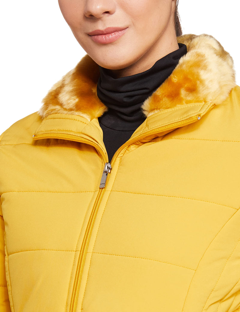 Qube By Fort Collins Women's Parka Coat Jacket Yellow Cyber L