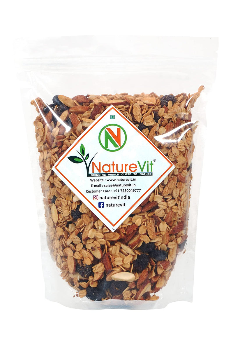 NatureVit Crunchy Granola for Breakfast, 200g | No Added Sugar | Healthy Cereal | 100% Wholegrain - [Honey, Almonds, Cranberries and Black Raisins]