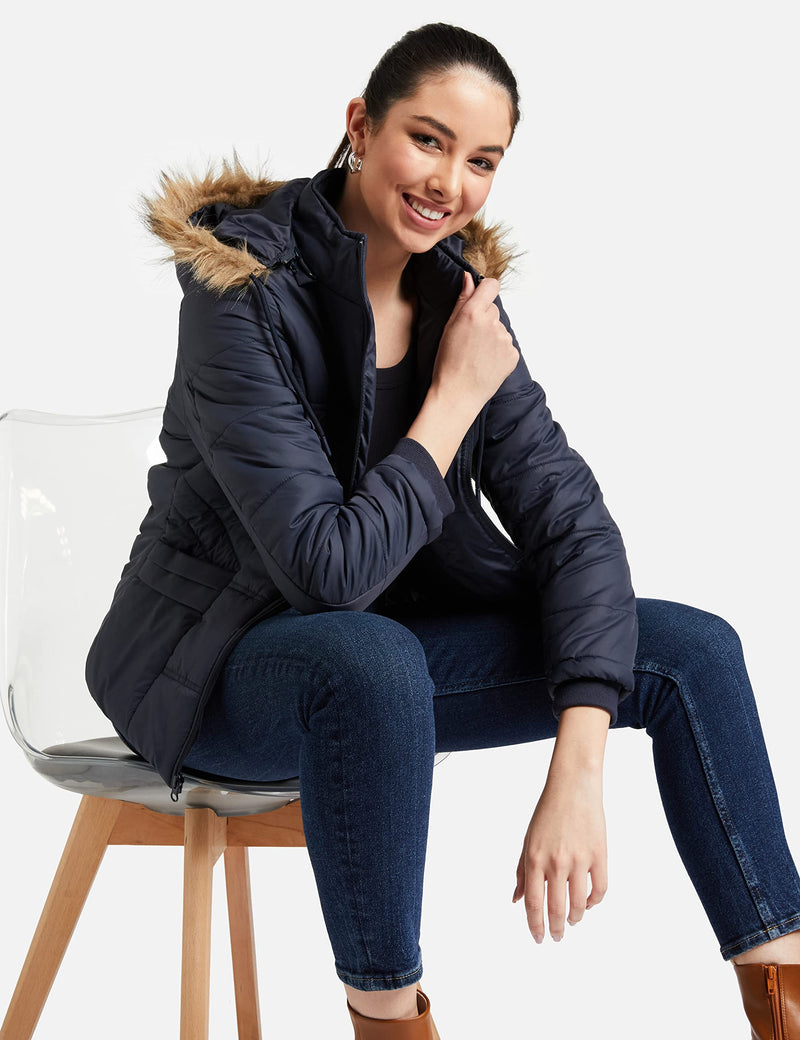 Qube By Fort Collins Women's Cape Jacket (89230_Navy_L)