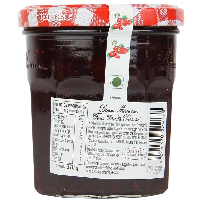 Bonne Maman Four Fruits Preserve, Marmalade Fruit Jam, 13 oz ℮ 370 g