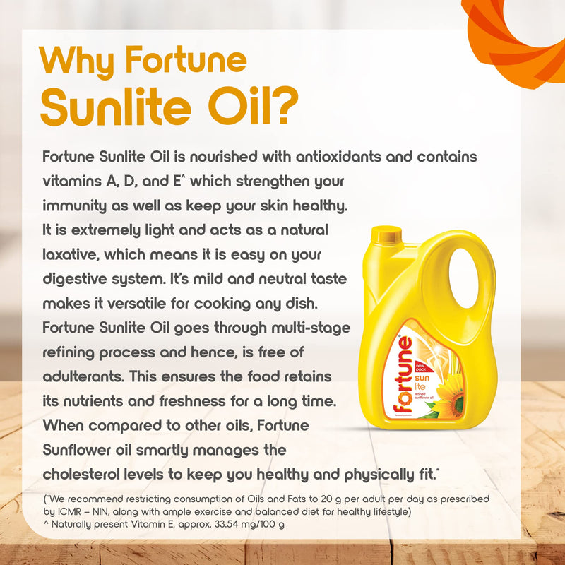 Fortune Sunlite Refined Sunflower Oil, 5L