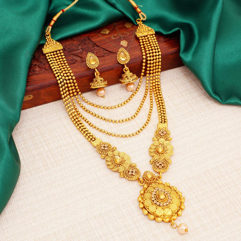 Sukkhi Ethnic Gold Plated Kundan Multi-String Set of 3 Necklace Combo for Women (SKR48716)