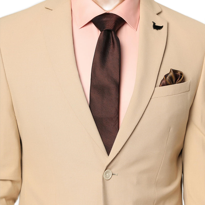 blackberrys Dobby Hybrid Formals Suits Notch Lapel in Slim FIT Beige