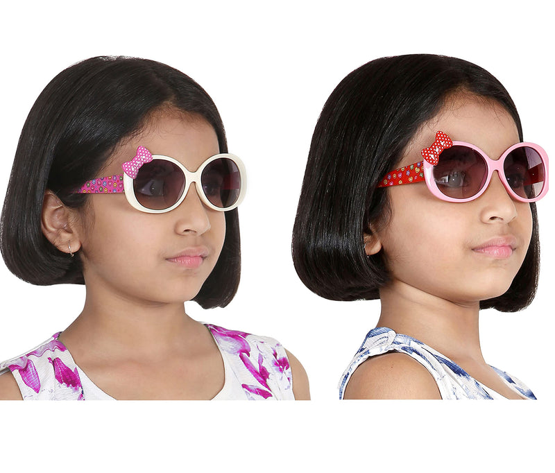 Amour UV Protected Cute bow design Combo for Kids (4 to 8 Years) Sunglasses - Pack of 2 (47G-WTPK-47B-PKRD)