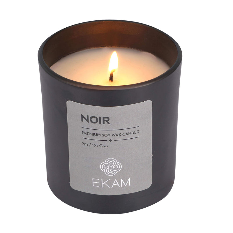 EKAM Noir Premium Soy Wax Candle, Manly Indulgence Series| Net Weight: 199gms; Burn Time: 30 hrs