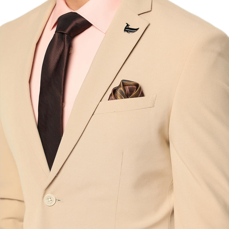 blackberrys Dobby Hybrid Formals Suits Notch Lapel in Slim FIT Beige