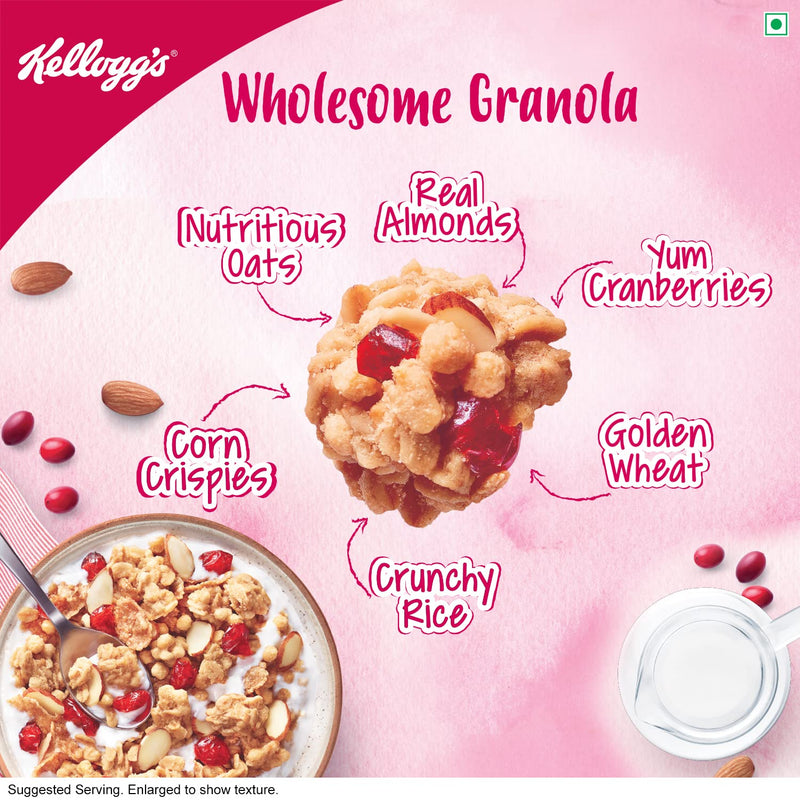 Kellogg's Crunchy Granola Almonds and Cranberries, 460 g | Breakfast Cereal | Multigrain Flakes