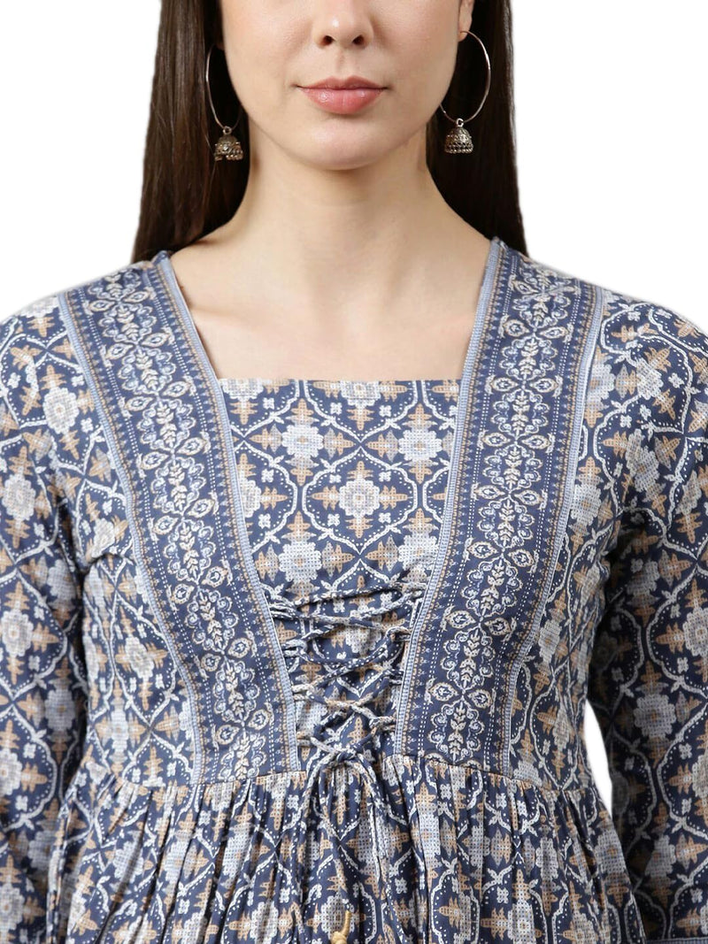 YUVVIK Women's Geometric Printed Cotton Top