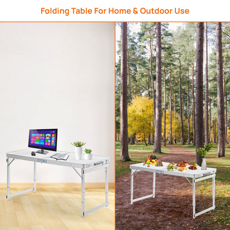 Corvids 4 Feet Multipurpose Aluminium Folding Camping Table with Carrying Handle | Height Adjustable Table for Picnic, Hiking, Garden, Home, Office, Outdoor & Indoor Use