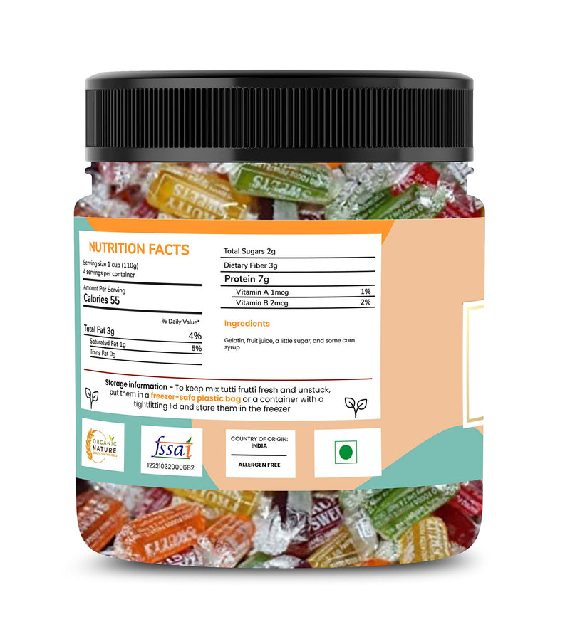 Organic Nature Jelly Candy Chocolate Fruits Flavour Mix Flavours 250 Gram Jar Pack