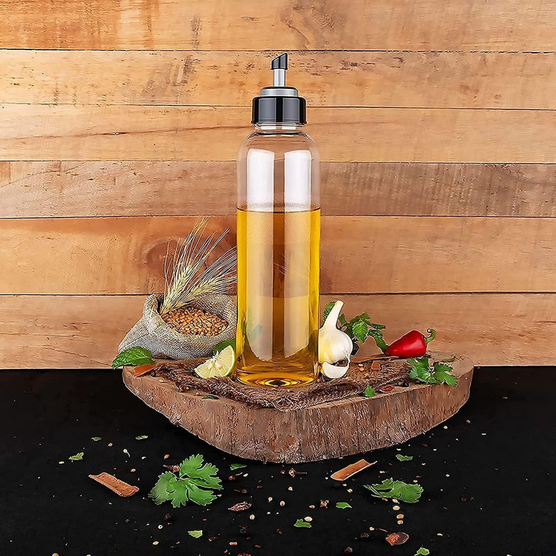 MiniMall Super Market Oil Dispenser 1 Litre Cooking Oil Dispenser Bottle Easy Flow Oil and Vinegar Bottle, Liquid Dispenser, Transparent And Unbreakable (Pack of 3)