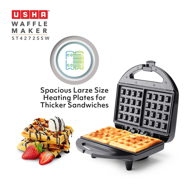 Usha 750 W ST4272 SSW Non-Stick Food Grade Material Waffle Maker (Stainless Steel) with 2 years warranty