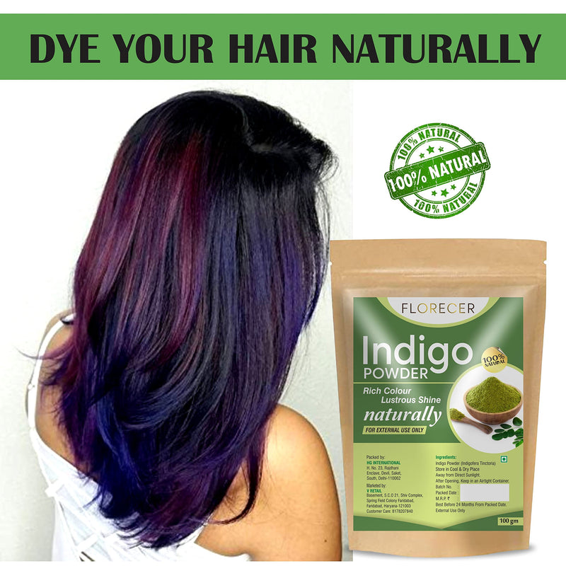 Florecer Indigo Powder Organic For Hair + Florecer Henna Powder For Hair | Mehandi | Henna and Indigo Powder Combo | Hair Colour | Men And Women- Each 100 Grams