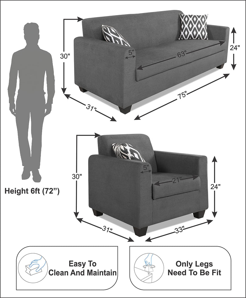 Adorn India Blazer 3-1-1 Five Seater Sofa Set (Grey, Wood)