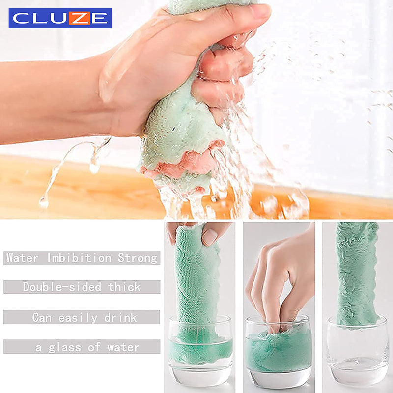 CLUZE  Microfiber Cleaning Cloth, Kitchen Towels, Double-Sided Microfiber Towel Lint Free Highly Absorbent Multi-Purpose Dust and Dirty Cleaning Supplies for Kitchen Car Cleaning