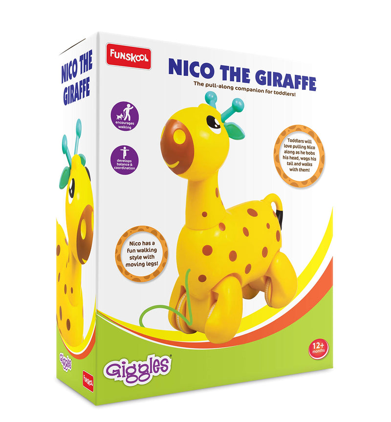 Giggles Nico The Giraffe, Yellow & Giggles - 9924300 Activity Table & Stool, Foldable Wooden Study Set with Storage Bag and White Board