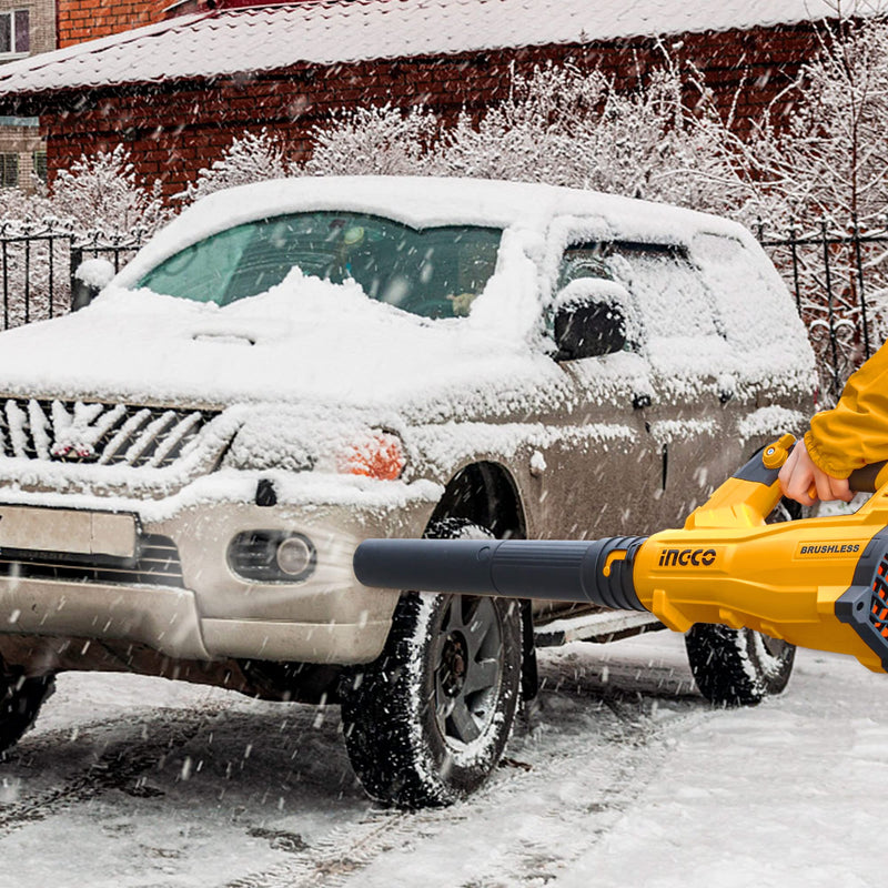 INGCO 20V Leaf Blower Cordless, Brushless Electric Leaf Blower Lightweight with Variable Speed for Lawn Care Dust Weeds Debris Snow (with Battery and Charger) CABLI20028-PACK