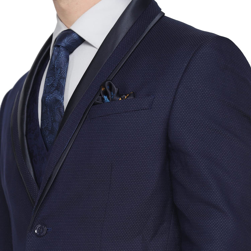 blackberrys Structured Polyester Blend Slim Fit Mens Suit (Navy, Size_44)