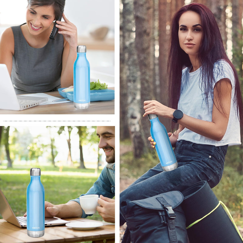 Milton Bliss 600 Thermosteel Hot and Cold Water Bottle, 500 ml (Blue)