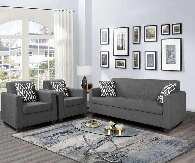 Adorn India Blazer 3-1-1 Five Seater Sofa Set (Grey, Wood)