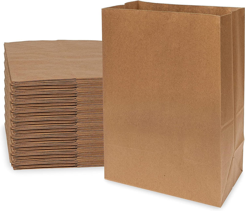 RanGit Bhumi -Medium Brown Paper Bags for Grocery, 8x4x11 inches 50 pcs Bulk pack -Kraft Paper Bags for Grocery Shopping Gift Bag, Reacycled Eco friendly Paper Bags without Handle (Medium, 50)