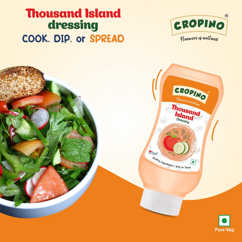 CROPINO Thousand Island Dressing & Dip Sauce, 300g / American Salad Dressing Spread/Gluten Free/Perfect for Salads, Sandwiches, Burgers/Creamy, Sweet & Tangy Flavour