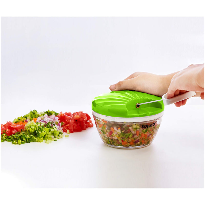 Amazon Brand - Solimo Plastic 500 ml Large Vegetable Chopper with 3 Blades, Green