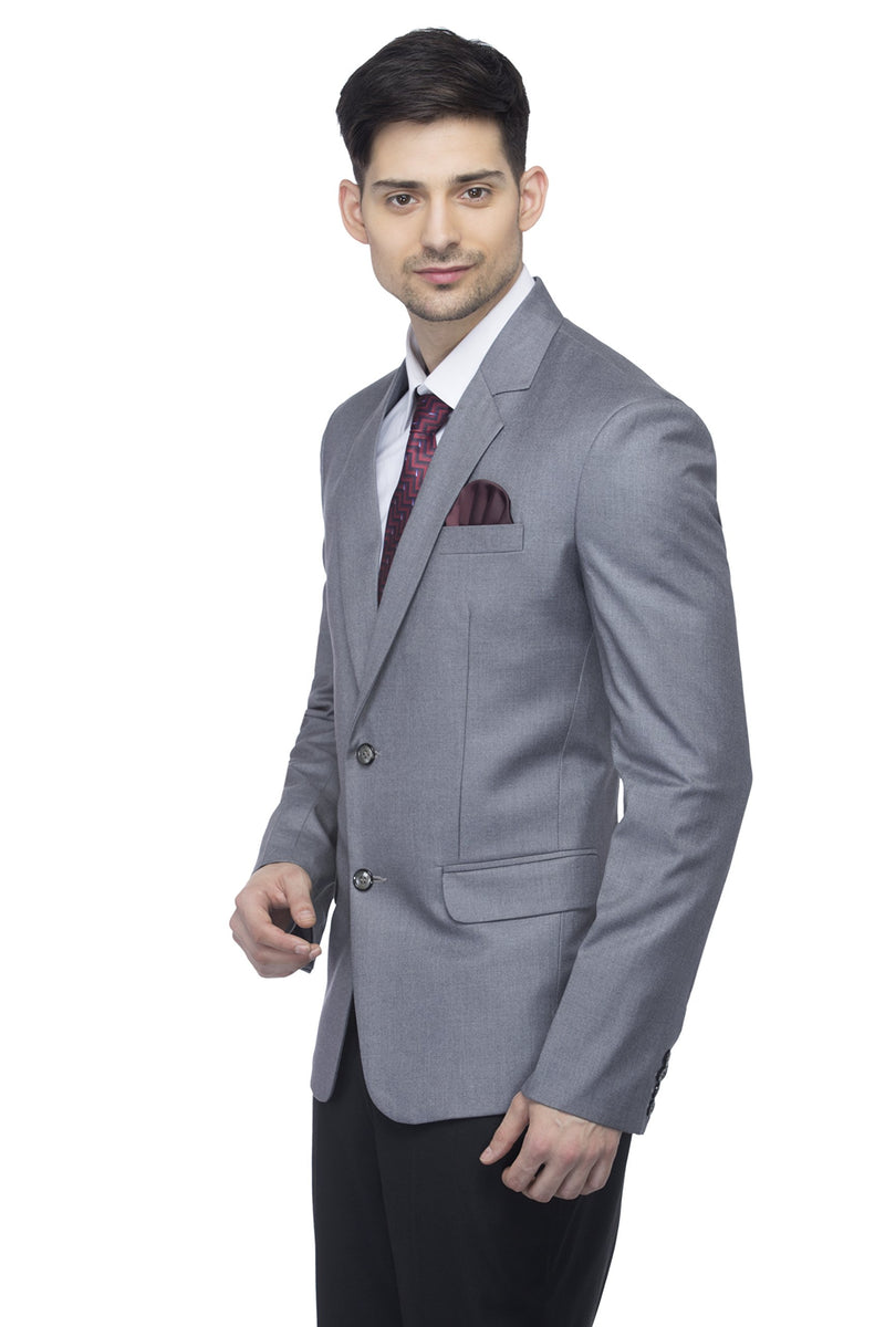 FAVOROSKI Designer Men's Slim Fit Notched Lapel Single Breasted Solid Blazer, Grey (FAVBL161114-GREY-L)