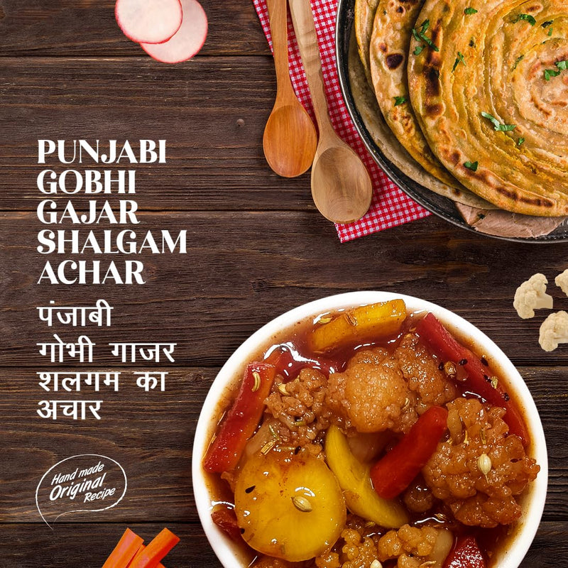 Add Me Homemade Gobhi gajar Shalgam Pickle 350g, Fresh Sweet & Sour Mixed Pickle of Cauliflower, Carrot & Turnip | Indian Pickles in Mustard Oil Vintage Recipe