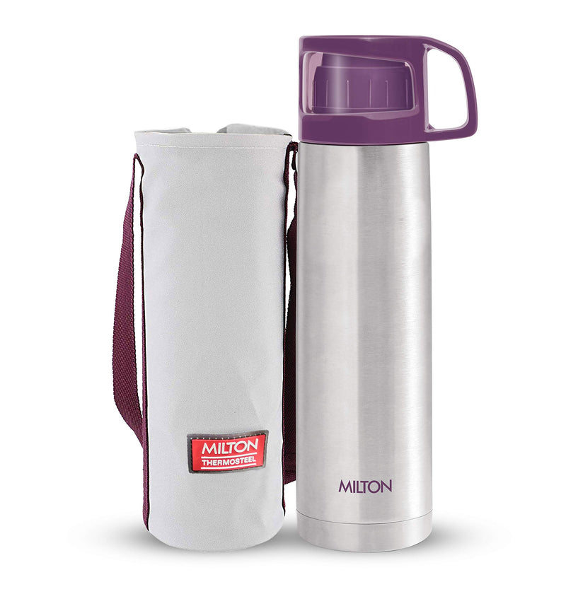 Milton Glassy Flask 1000ml Vacuum Flasks - Purple & Glassy Flask 500ml Vacuum Flasks - Beige Combo