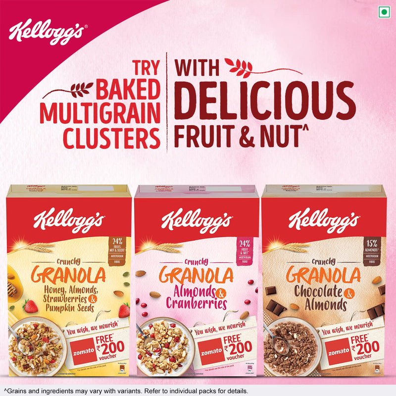 Kellogg's Crunchy Granola Almonds and Cranberries, 460 g | Breakfast Cereal | Multigrain Flakes