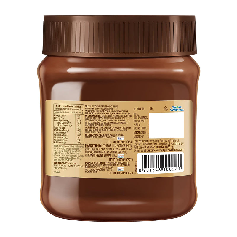 Nutralite Choco Spread 275 G|Enriched With Milk Calcium|Premium Chocolate&Real Hazelnuts|Tasty&Healthy Chocolate Spread|Guilt-Free Snacks|For Tasty&Healthy Breakfast|Used As A Dip&Spread