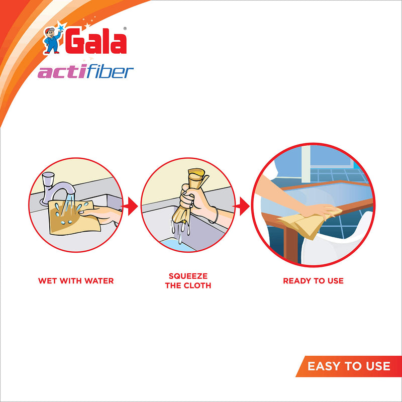 Gala Actifiber Kitchen Sponge Cloth for Table Tops and Glass Wipe (Combination of Microfiber and PVA Cloth) 3 Pcs