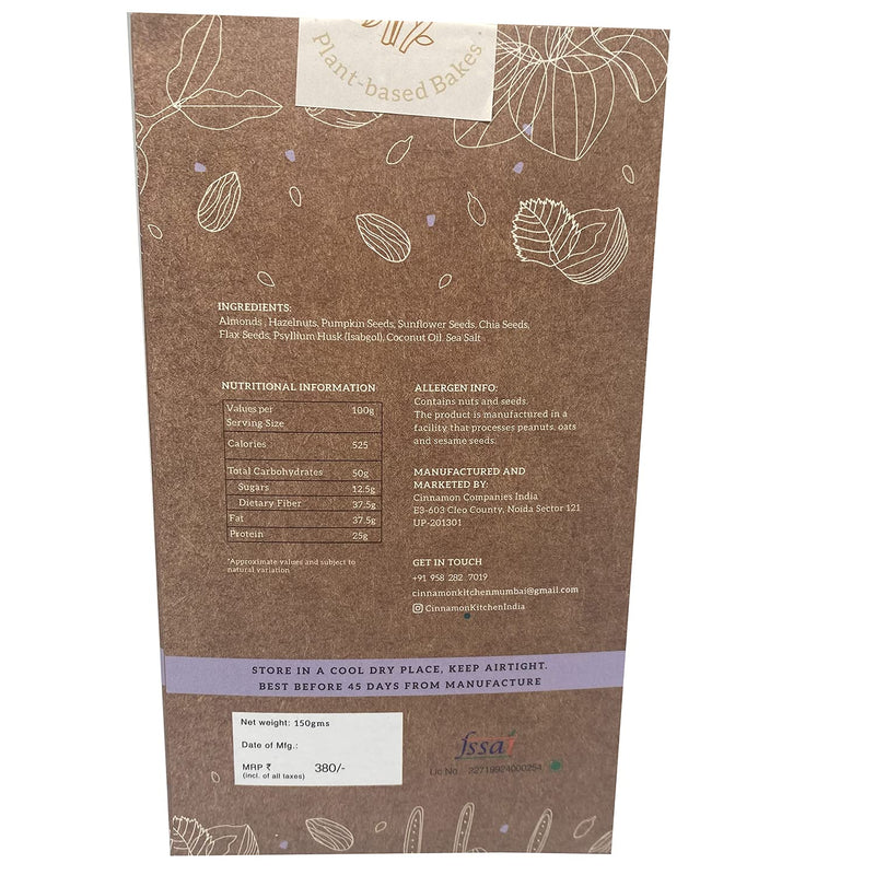 Nut & Seed Crackers(150 g)- The Cinnamon Kitchen|100% Natural & Healthy|Gluten Free|Vegan|Organic|PCOS Friendly|Refined Sugar Free