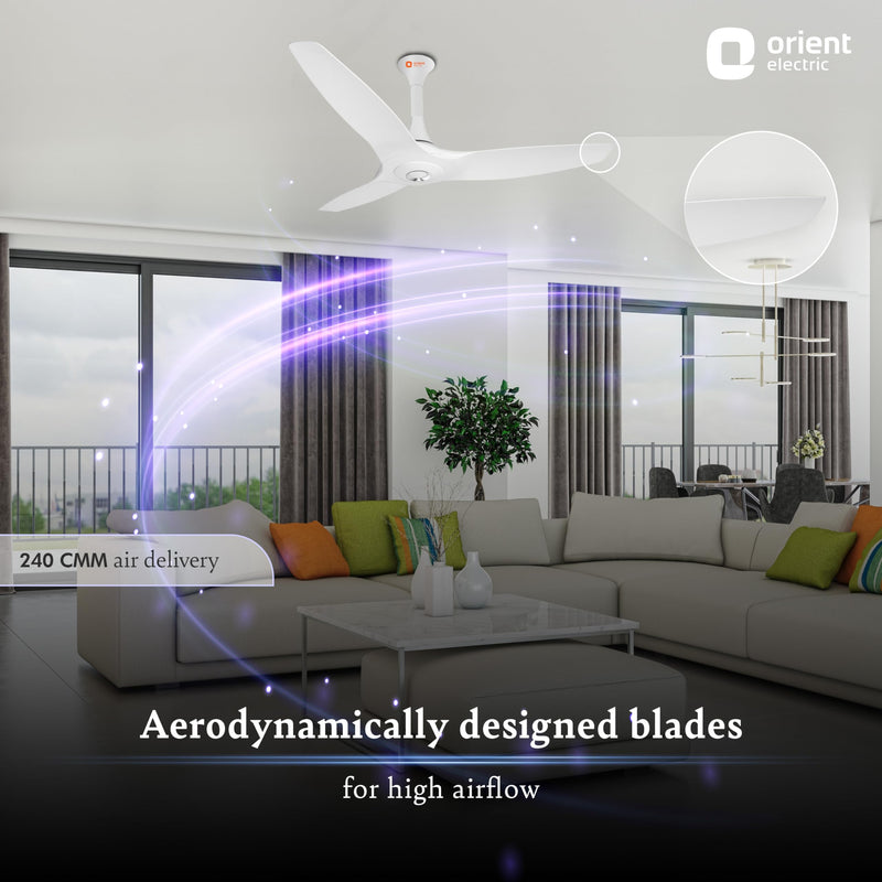 Orient Electric Aeroquiet Noiseless Premium Ceiling Fan for Home | 18-pole strong motor | 48 inch (1230 mm) (White, Pack of 1)