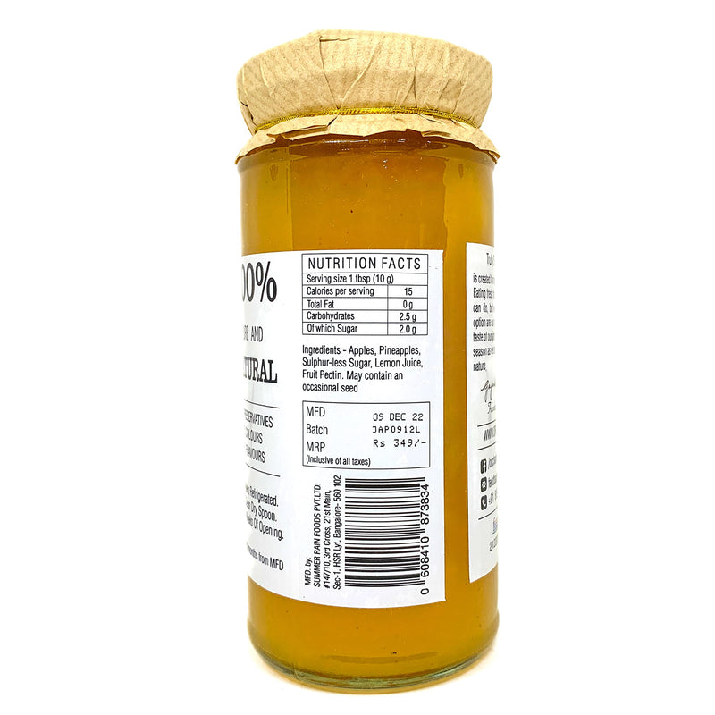 Orchard Lane 80% Fruit - Apple & Pineapple Jam -280 Gms, No preservatives or Chemicals