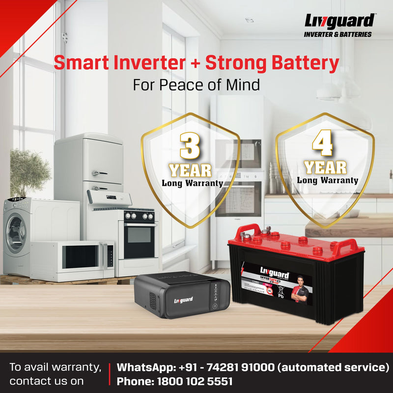 Livguard LG1100 | 900 VA/12V Inverter | IT 1348ST 135 Ah Battery | 48 Months Warranty | Inverter and Battery Combo for Home and Office | Free Installation