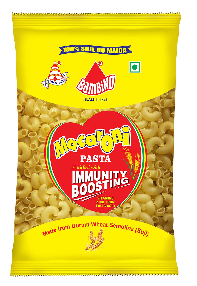 Bambino Vegetarian Pasta Macaroni Pep Drump wheat, 850 grams/ 900 grams Pouch (weight may vary)