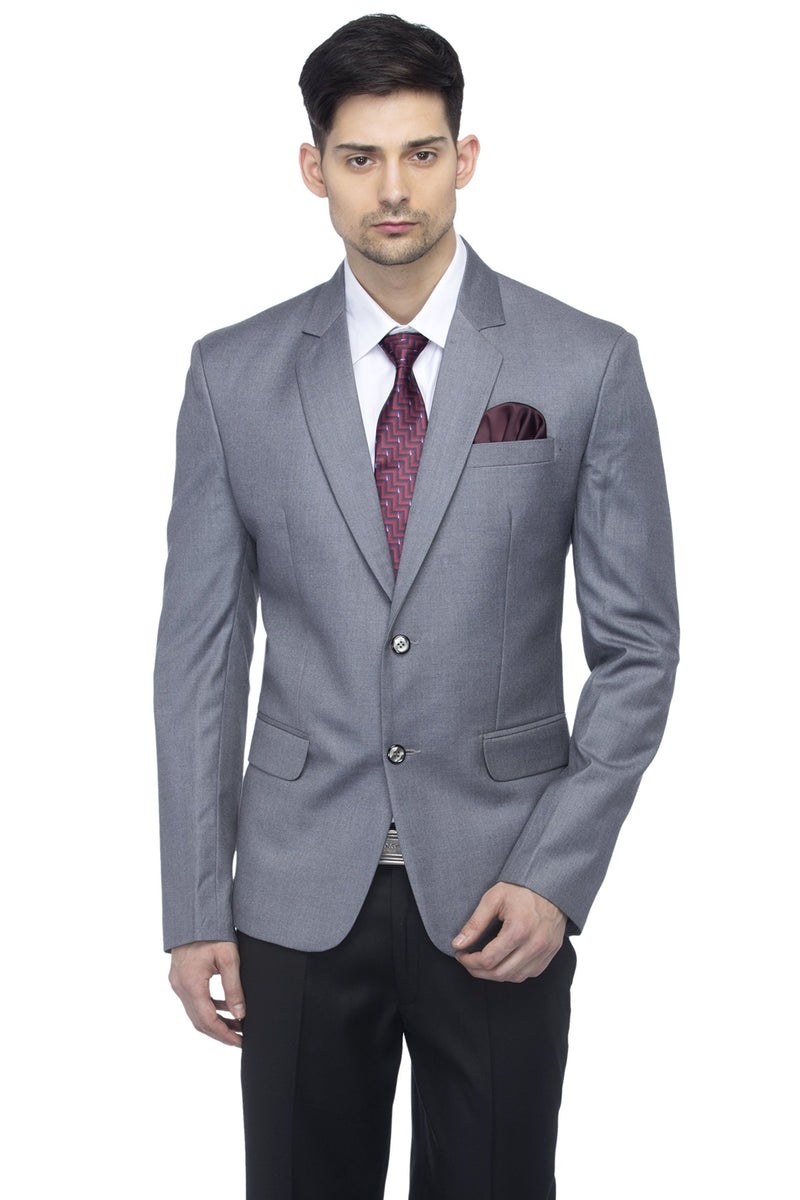 FAVOROSKI Designer Men's Slim Fit Notched Lapel Single Breasted Solid Blazer, Grey (FAVBL161114-GREY-L)