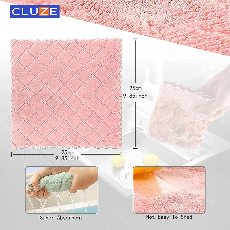 CLUZE  Microfiber Cleaning Cloth, Kitchen Towels, Double-Sided Microfiber Towel Lint Free Highly Absorbent Multi-Purpose Dust and Dirty Cleaning Supplies for Kitchen Car Cleaning