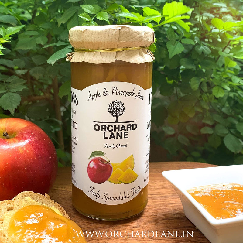 Orchard Lane 80% Fruit - Apple & Pineapple Jam -280 Gms, No preservatives or Chemicals