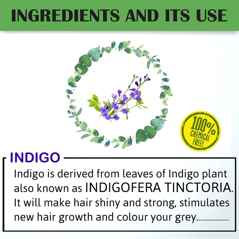 Florecer Indigo Powder Organic For Hair + Florecer Henna Powder For Hair | Mehandi | Henna and Indigo Powder Combo | Hair Colour | Men And Women- Each 100 Grams