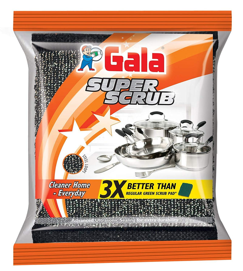 Gala Super Scrub Set – Made of Steel – Black – Pack of 6