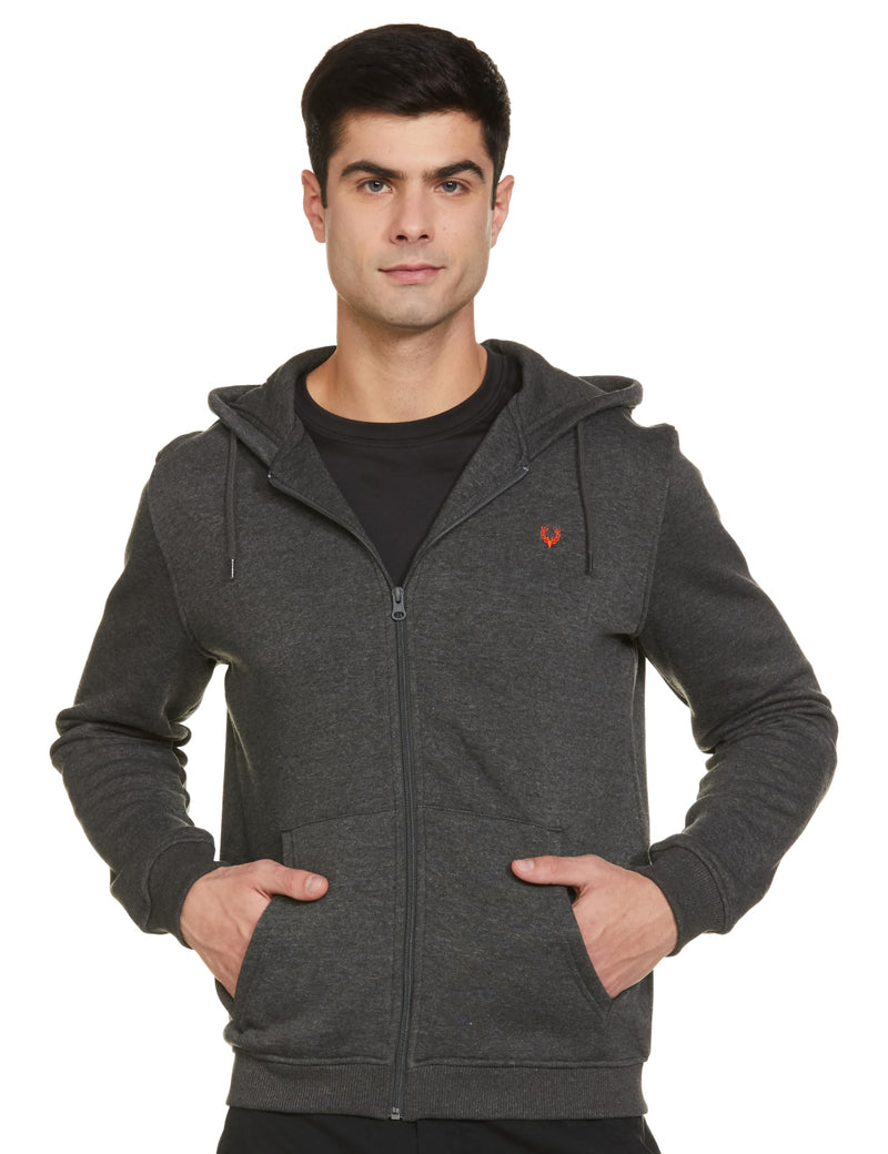 Allen Solly Men's Cotton Hooded Neck Sweatshirt (ASSTORGPL62407L_Anthra Melange VMBK30_Anthra Melange_L)