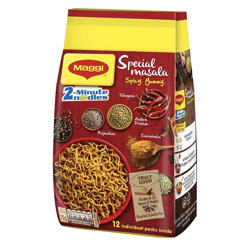 Maggi 2-Minute Noodles Masala, 70g (Pack of 12) + Maggi 2-Minute Special Masala Instant Noodles, 70 grams(Pack of 12)