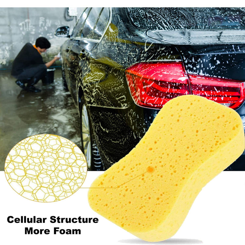 CAR SAAZ Super Absorbent Multipurpose Yellow Sponge for Car and Bike Washing, Kitchen, Office, Bathroom & Home Cleaning, Walls, Windows and Other Surfaces (Pack of 2), Foam