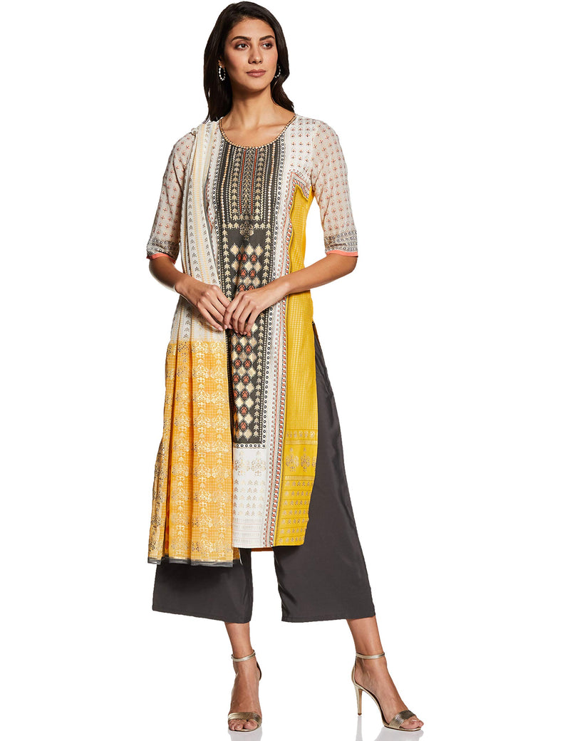 Aurelia Women's Rayon Salwar Suit Set (19FED10052-500015_T-Yellow_Xx-Large)